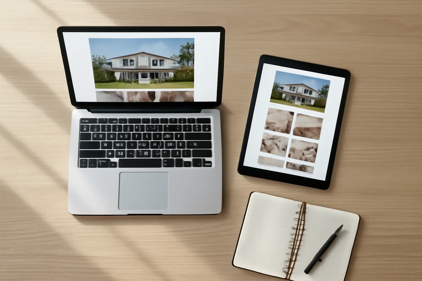 Laptop and tablet showing online property listing website
