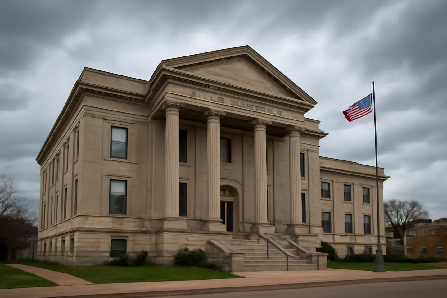 County courthouse exterior in a small town