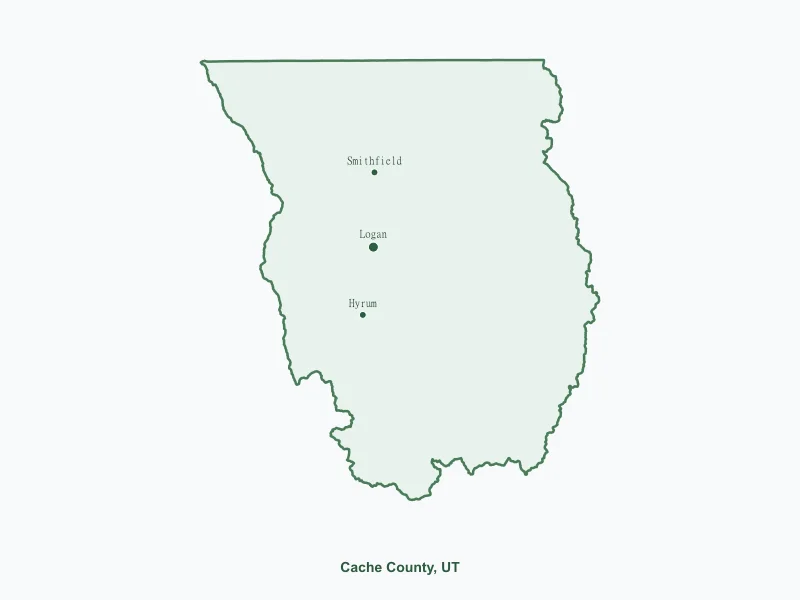 Map of Cache County, UT showing major cities
