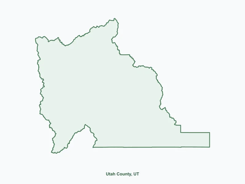 Map of Utah County, UT showing major cities